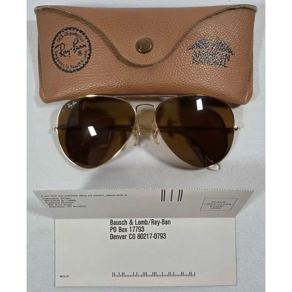 Vintage B&L Ray Ban USA Aviator 62-14mm Ambermatic Yellow All-Weather Sunglasses